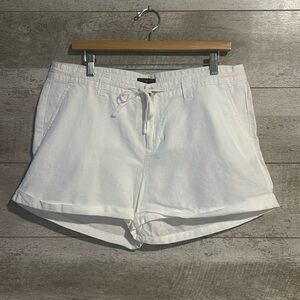 LN Gap White Linen Drawstring/Button/Zipper Cuffed Shorts w/ Pockets sz. 12